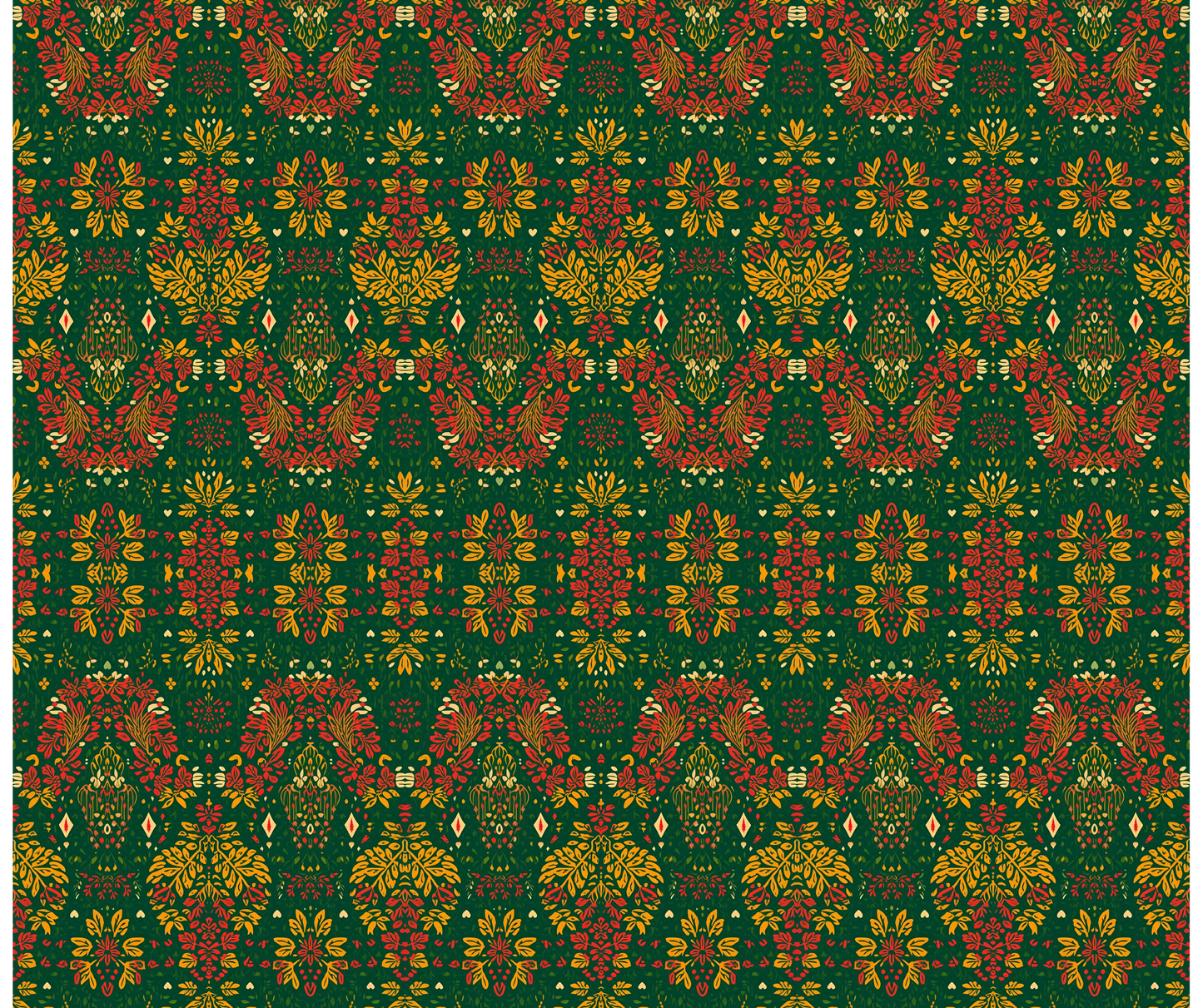 Holiday Floral Tribal Wrapping Paper – Green & Red Afrocentric Christmas Print
