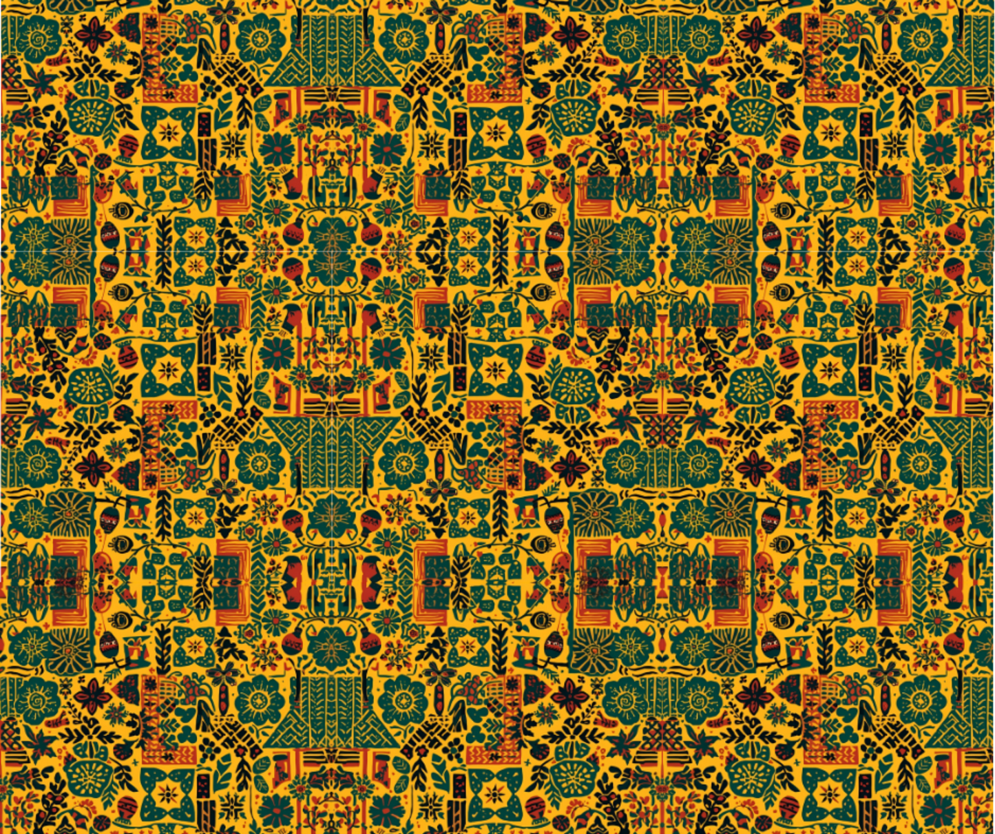 Golden Heritage Tribal Motif Wrapping Paper (Yellow/Green/Orange)