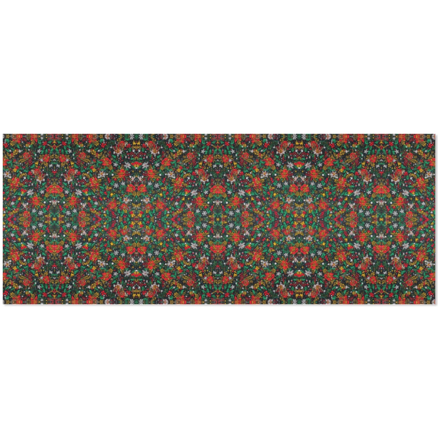 Christmas Garden Kaleidoscope Wrapping Paper - Red/Green/Gold Floral (2 Rolls)