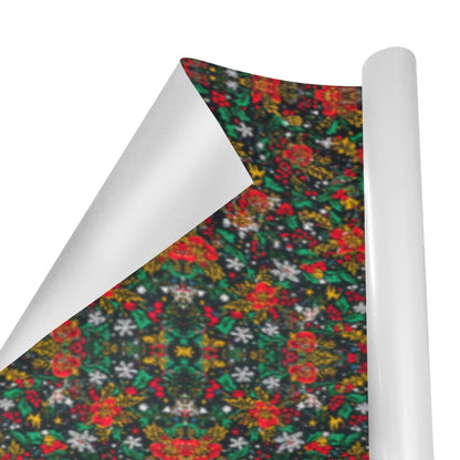 Christmas Garden Kaleidoscope Wrapping Paper - Red/Green/Gold Floral (3 Rolls)