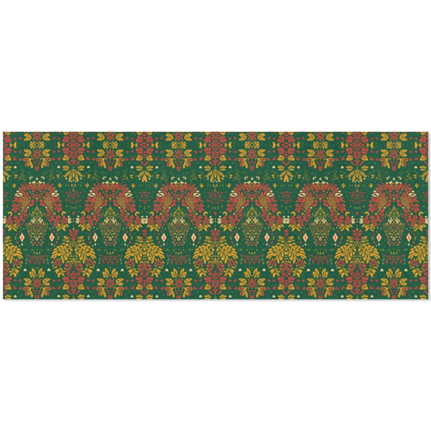 Holiday Floral Tribal Wrapping Paper – Red/Green/Gold (3 Rolls)