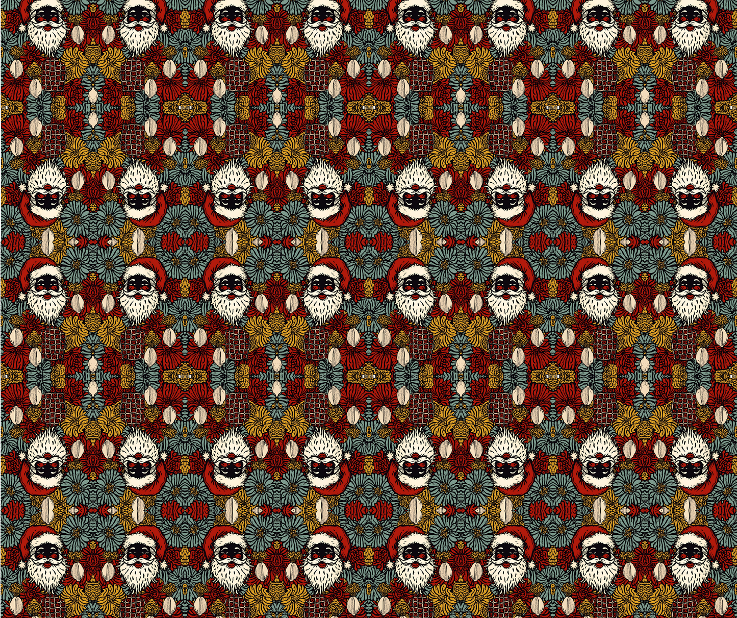 Afrocentric Floral Santa (Red/Gold/Blue)