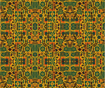 Golden Heritage Tribal Motif Wrapping Paper (Yellow/Green/Orange)