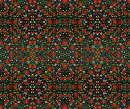 Christmas Garden Kaleidoscope Wrapping Paper (Red/Green/Gold Floral)