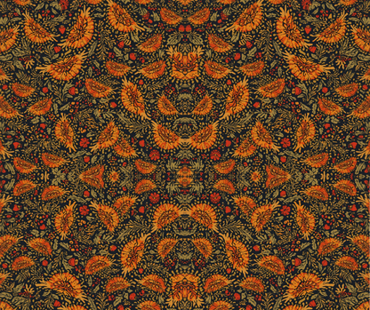 Autumn Ember Floral Wrapping Paper (Orange/Gold on Black)