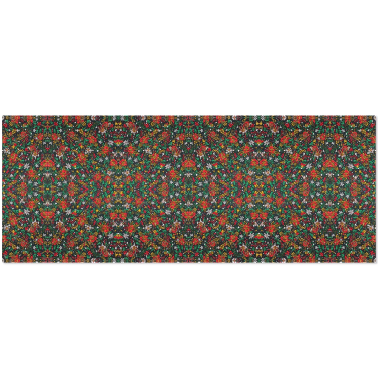 Christmas Garden Kaleidoscope Wrapping Paper - Red/Green/Gold Floral (3 Rolls)