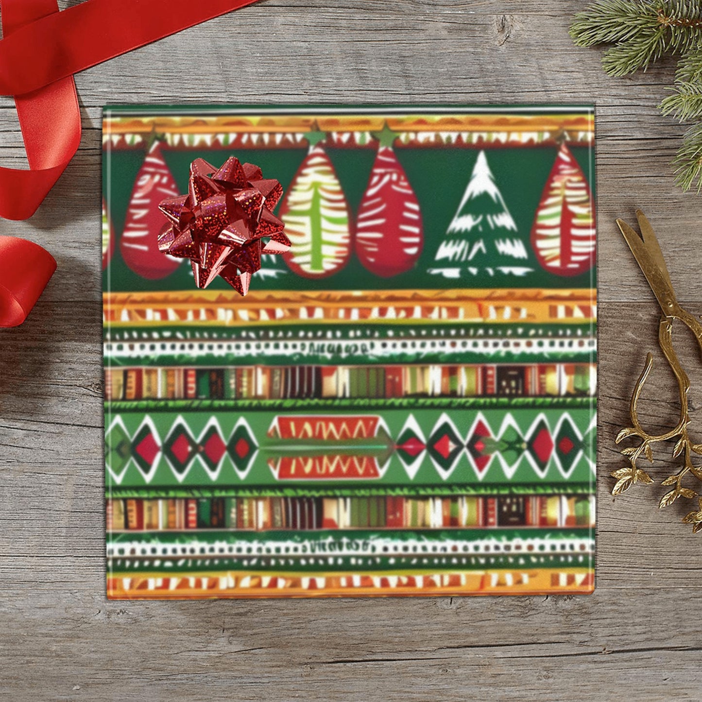 African Geometric Holiday Wrapping Paper (2 Rolls)