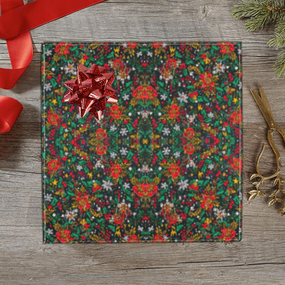 Christmas Garden Kaleidoscope Wrapping Paper - Red/Green/Gold Floral