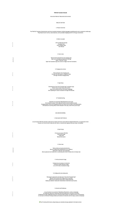 TWS-B11 Translator Earbuds | Real-Time Language Translation Bluetooth 5.3