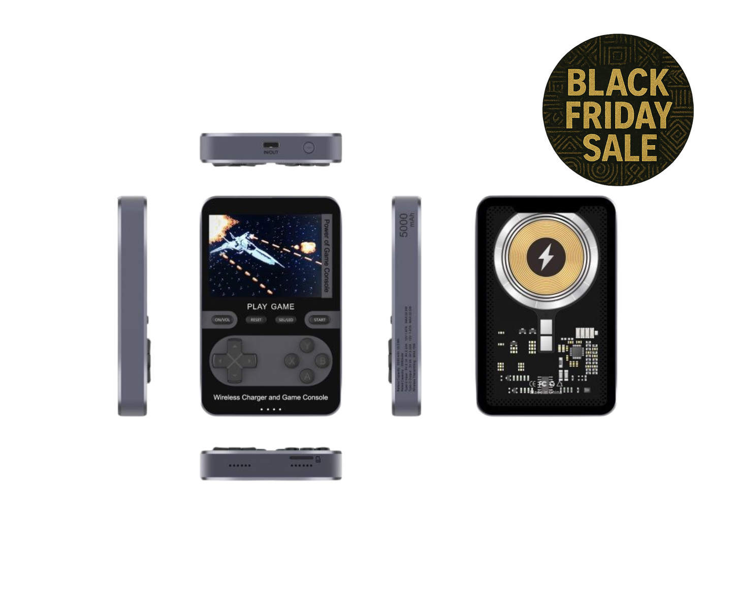 Retro 3-in-1 Game Console Power Bank – Black