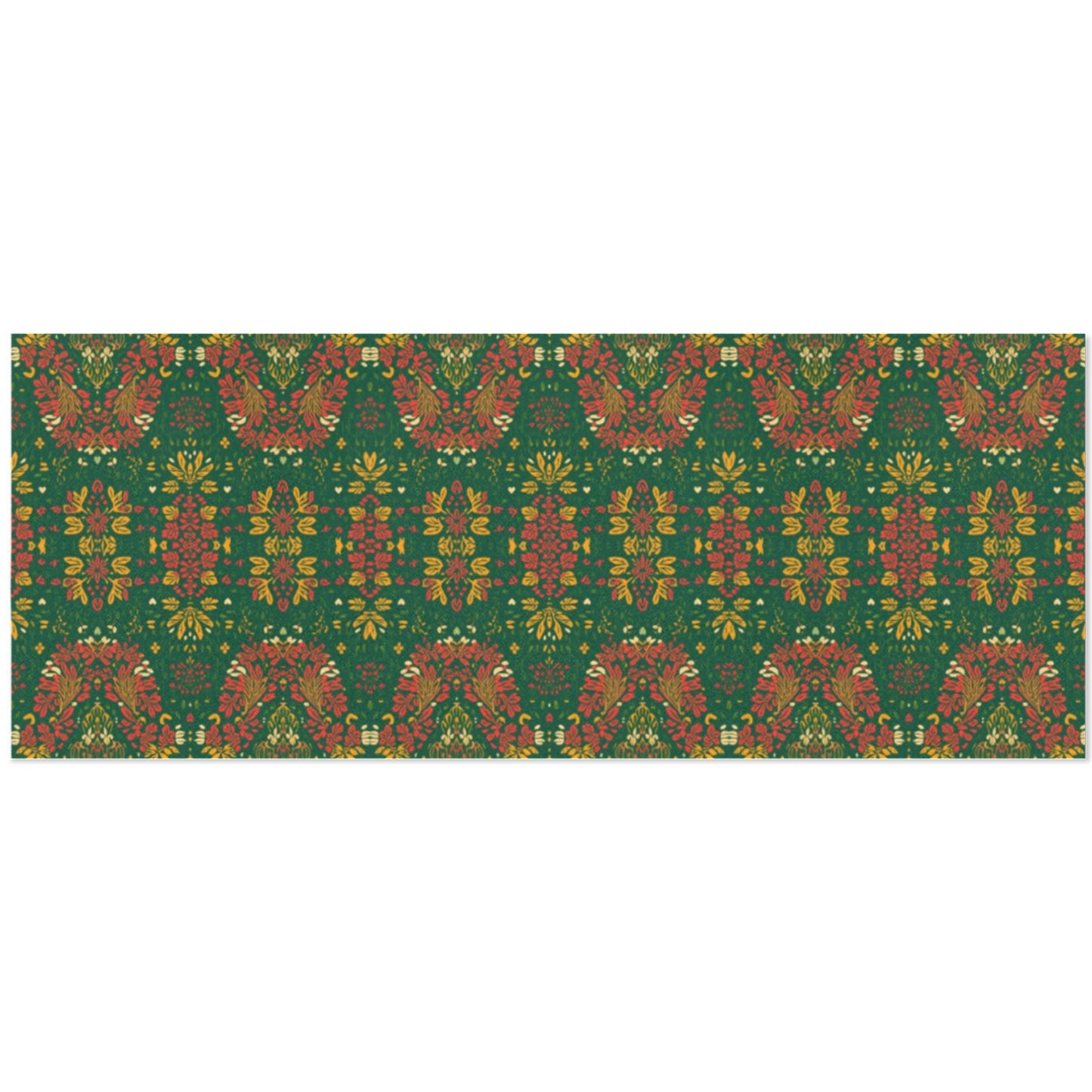 Holiday Floral Tribal Wrapping Paper – Red/Green/Gold (2 Rolls)