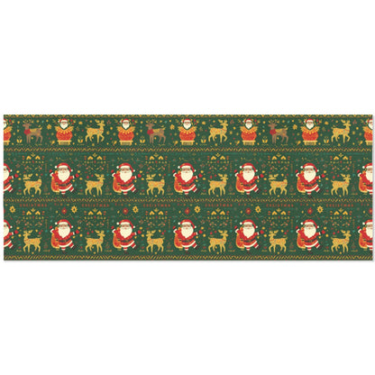 Green Nordic Santa & Reindeer Wrapping Paper (3 Rolls）