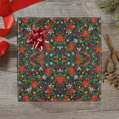 Christmas Garden Kaleidoscope Wrapping Paper - Red/Green/Gold Floral (2 Rolls)