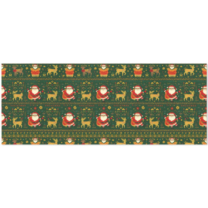 Green Nordic Santa & Reindeer Wrapping Paper
