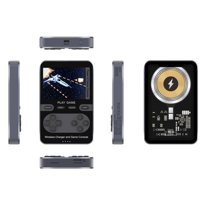 Black retro game console power bank with wireless charging pad