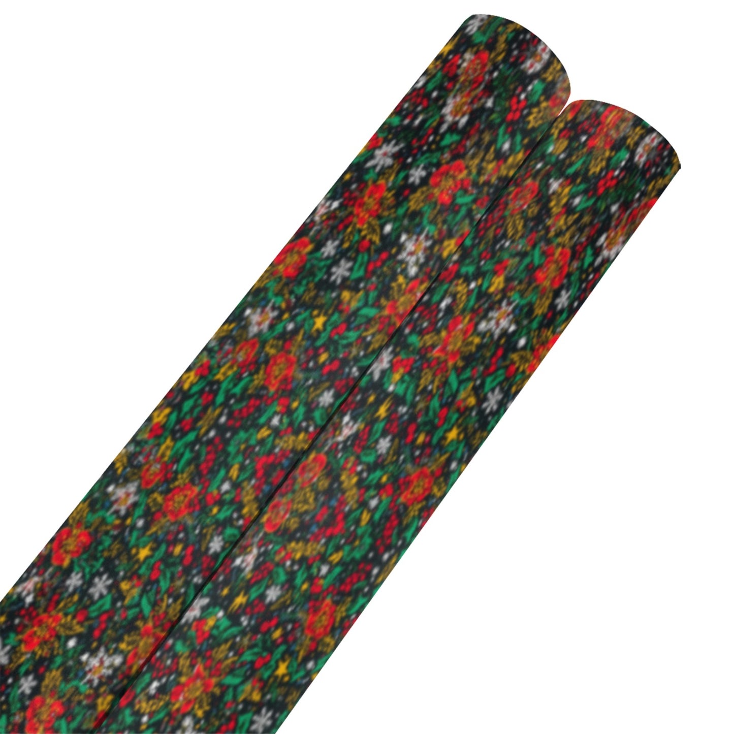 Christmas Garden Kaleidoscope Wrapping Paper - Red/Green/Gold Floral (2 Rolls)