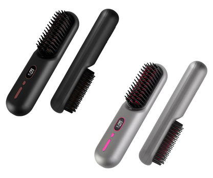 Cordless Negative Ion Hair Straightener Brush™ | 12 Heat Levels + Anti-Scald LCD Display