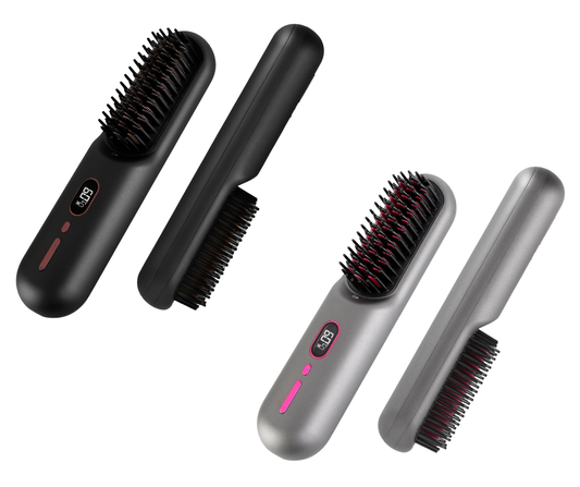 Cordless Negative Ion Hair Straightener Brush™ | 12 Heat Levels + Anti-Scald LCD Display