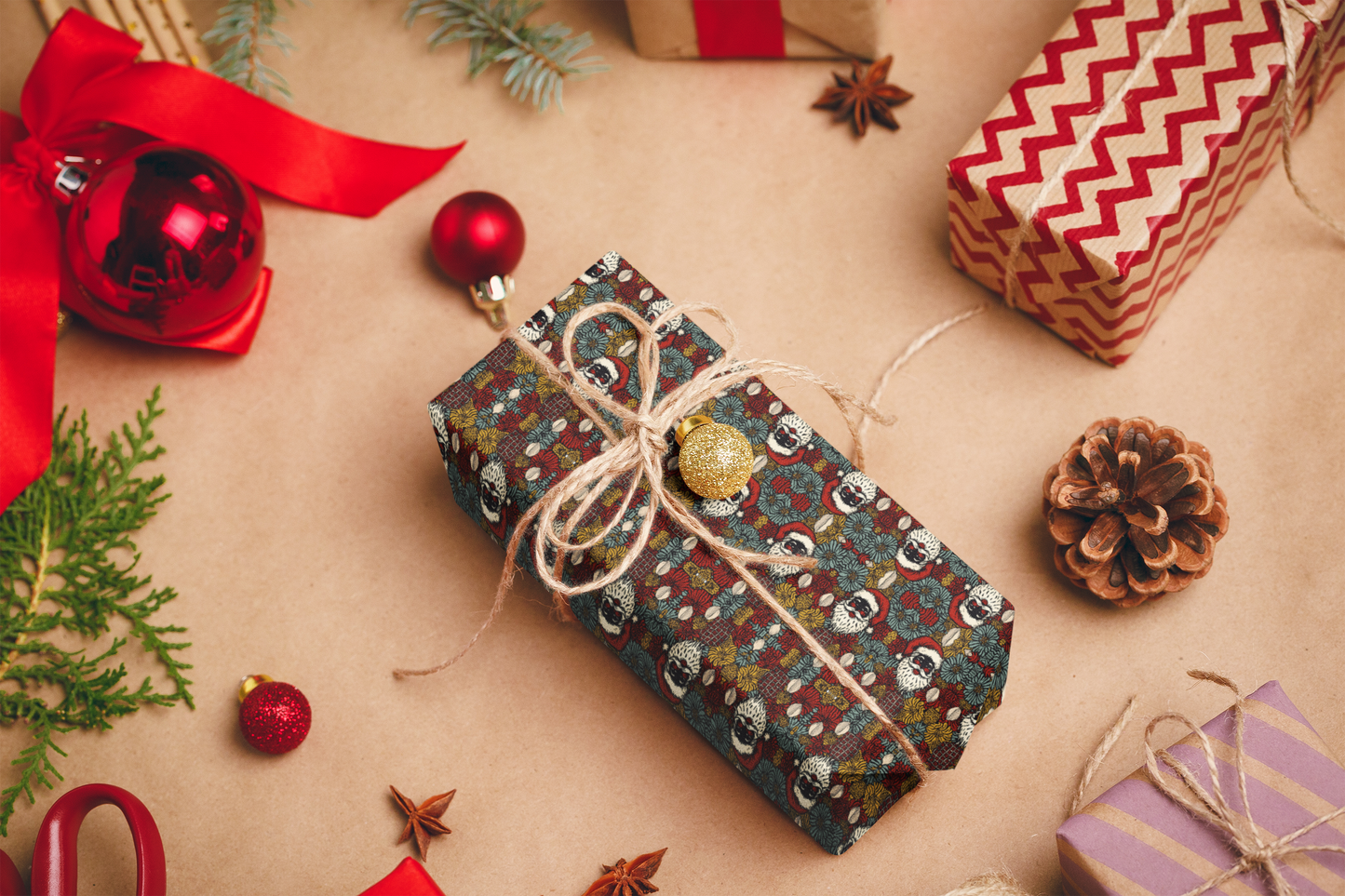 Afrocentric Floral Santa (Red/Gold/Blue)