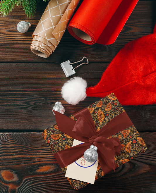 Autumn Ember Floral Wrapping Paper (Orange/Gold on Black)