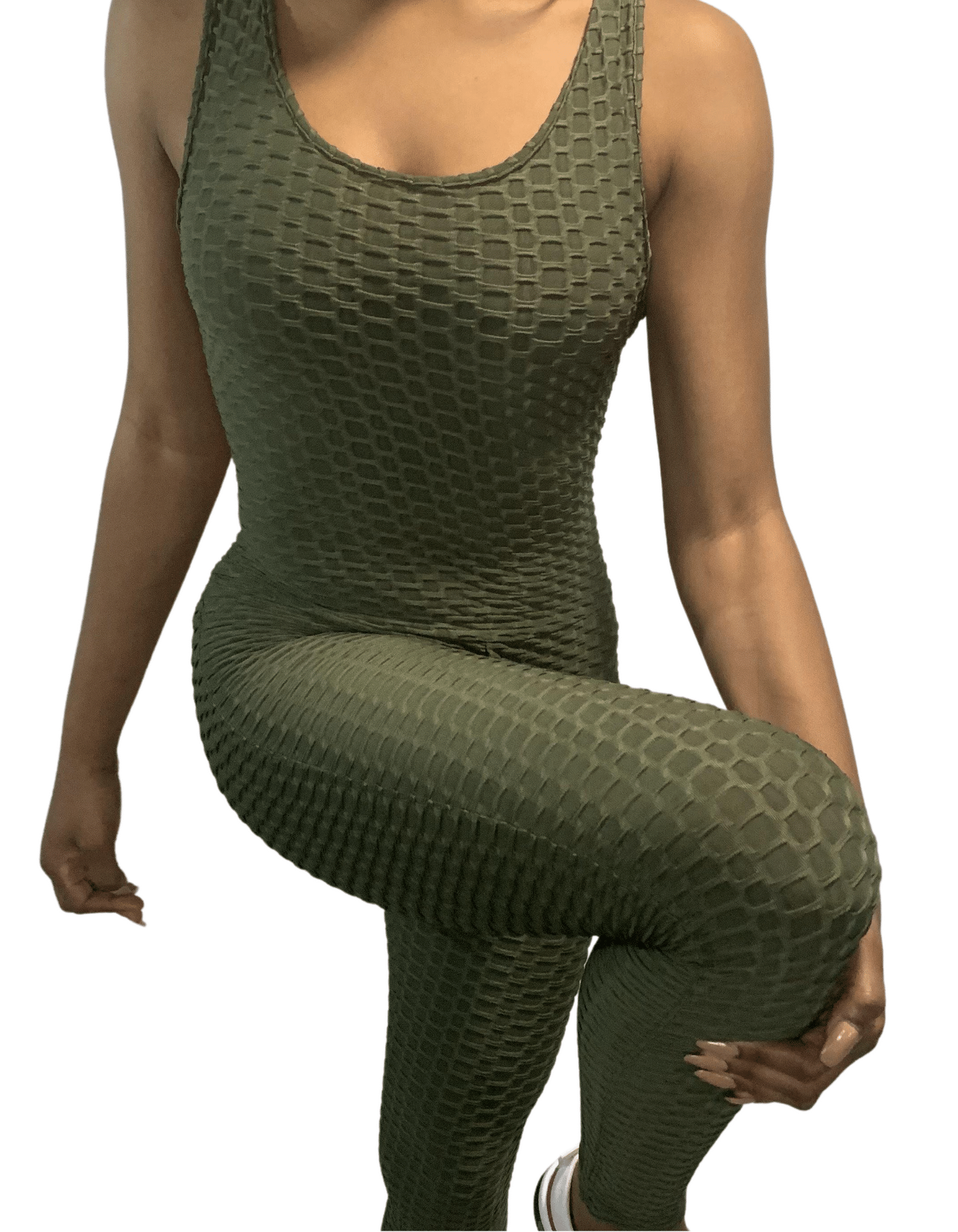 Green Women Brazilian Jumpsuits Ruched Butt Activewear