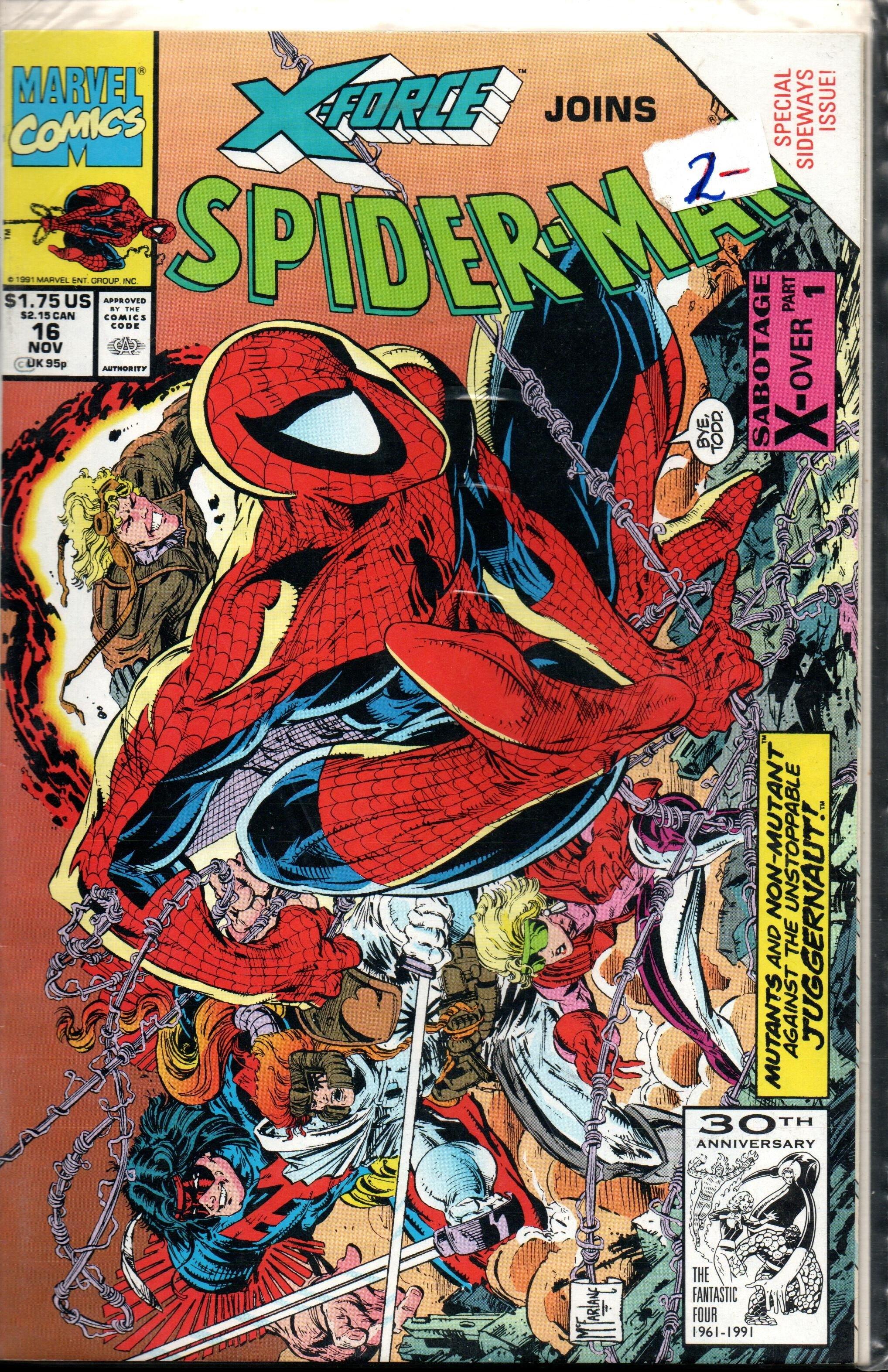 SPIDER-MAN #16 NOV 1991 SABOTAGE X-OVER PART 1 OF 2