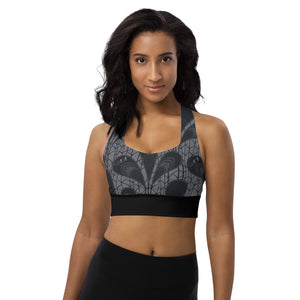 OZIDI "Black Peacock" Longline sports bra