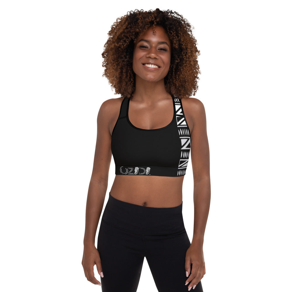 OZIDI "Tribal Black" Padded Sports Bra