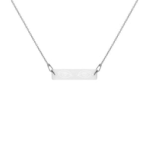 OZIDI "The Watcher" Engraved Silver Bar Chain Necklace