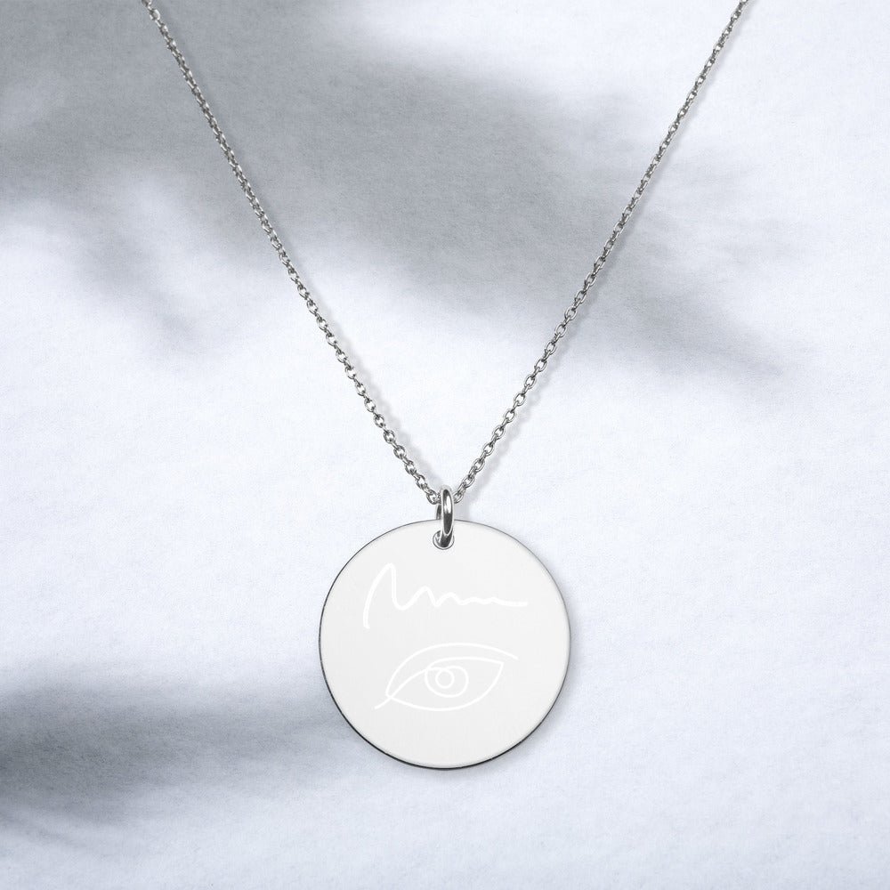 OZIDI "Shine Your Eye" Engraved Silver Disc Necklace