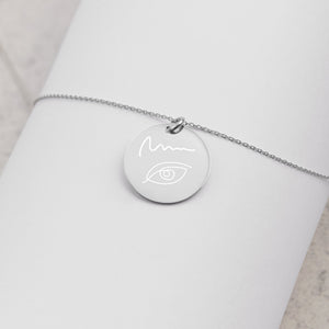 OZIDI "Shine Your Eye" Engraved Silver Disc Necklace