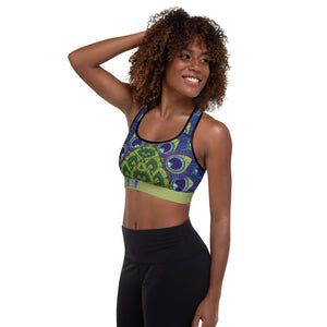 OZIDI "Peacock Ocean" Padded Sports Bra